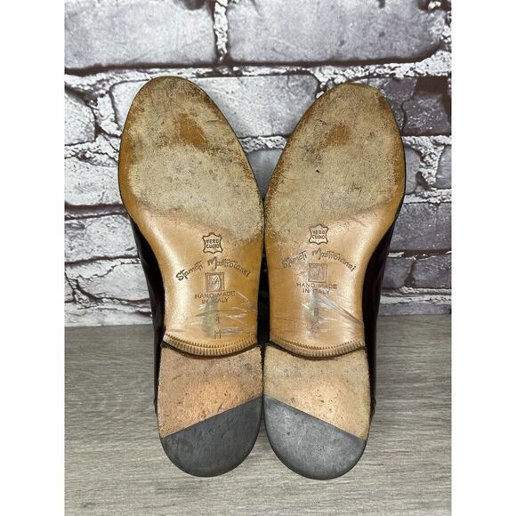 Stamati Mastroianni Burgundy Leather Wingtip Tassel Loafers Men’s Sz 8M US/41EU - Picture 8 of 16